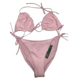 Set Bikini Crochet Pink Top Sz Xs Bottoms Sz S New